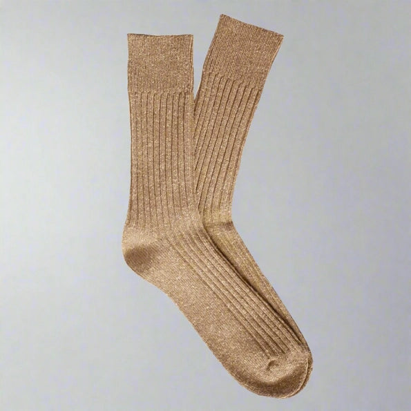 The Silk and Wool Dust Star Socks - Beige