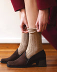 The Silk and Wool Dust Star Socks - Beige