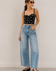 The Bella Light Denim Seamed Barrel Jeans