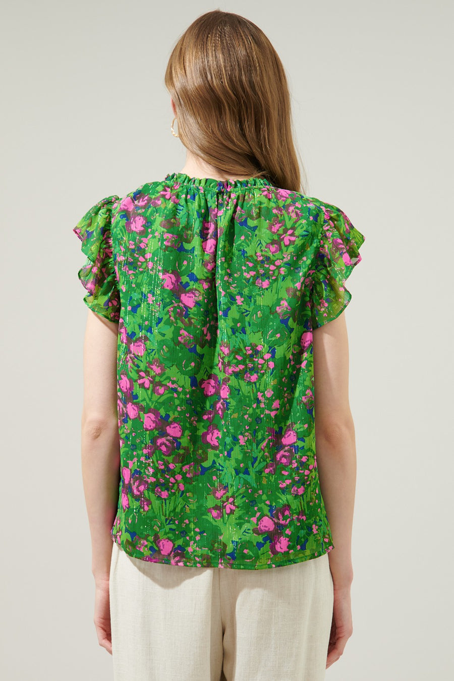 The Beya Floral Cap Sleeve Top Thread + Seed