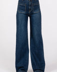 The Cara Patch Pocket Dark Wide Leg Jeans