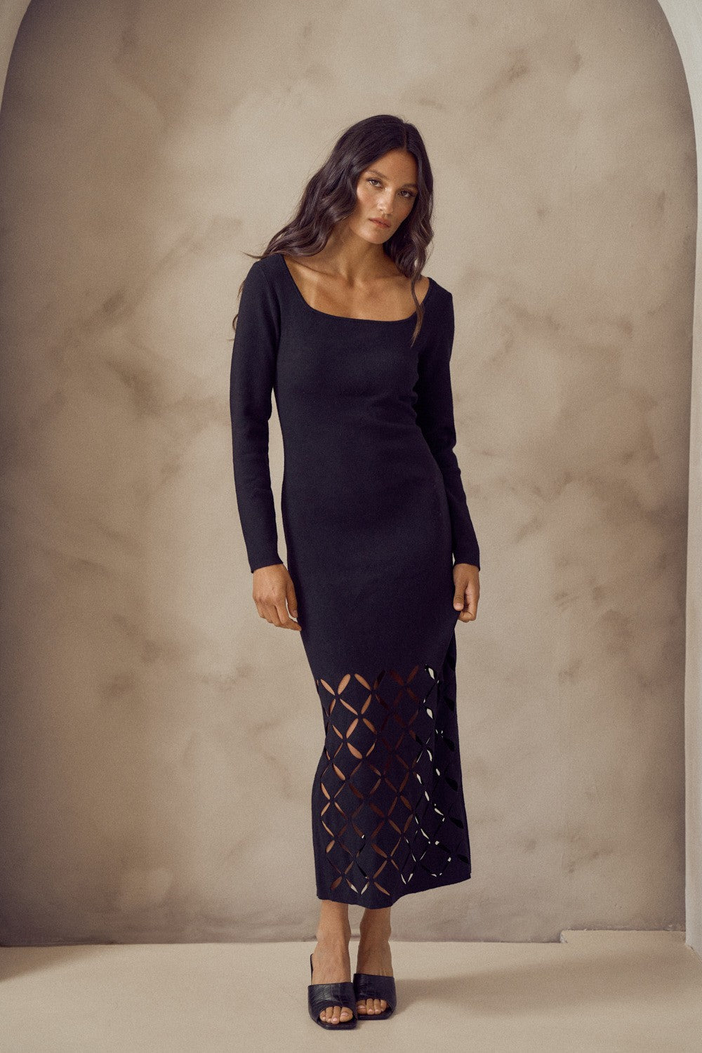 The Sasha Laser Cut Sweater Dress – Thread + Seed