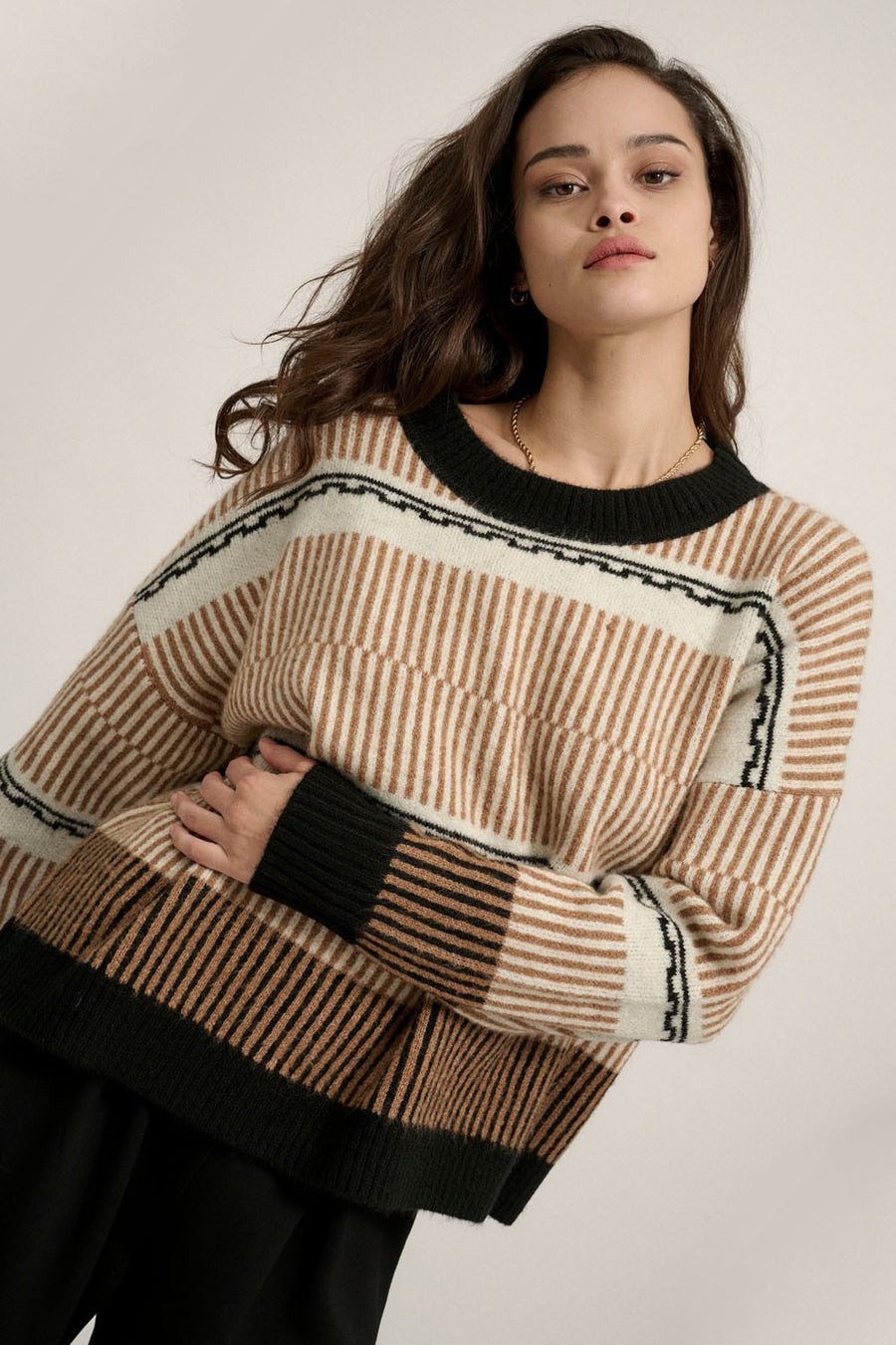 The Dionna Geometric Stripe Sweater