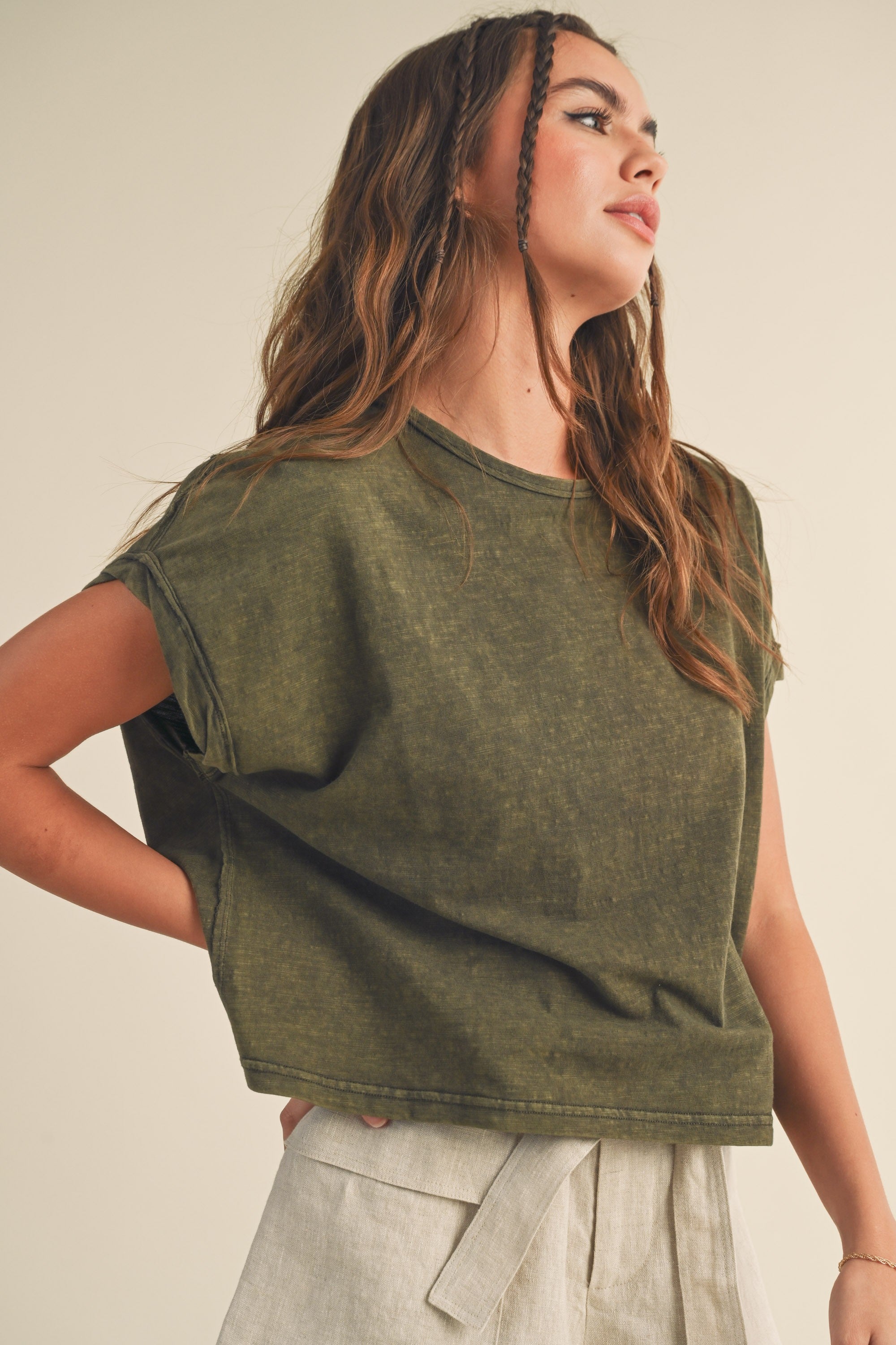 The Effie Dyed Olive Tee