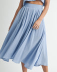 The Santorini French Blue Crop Top + Midi Skirt Set- Sold Separately