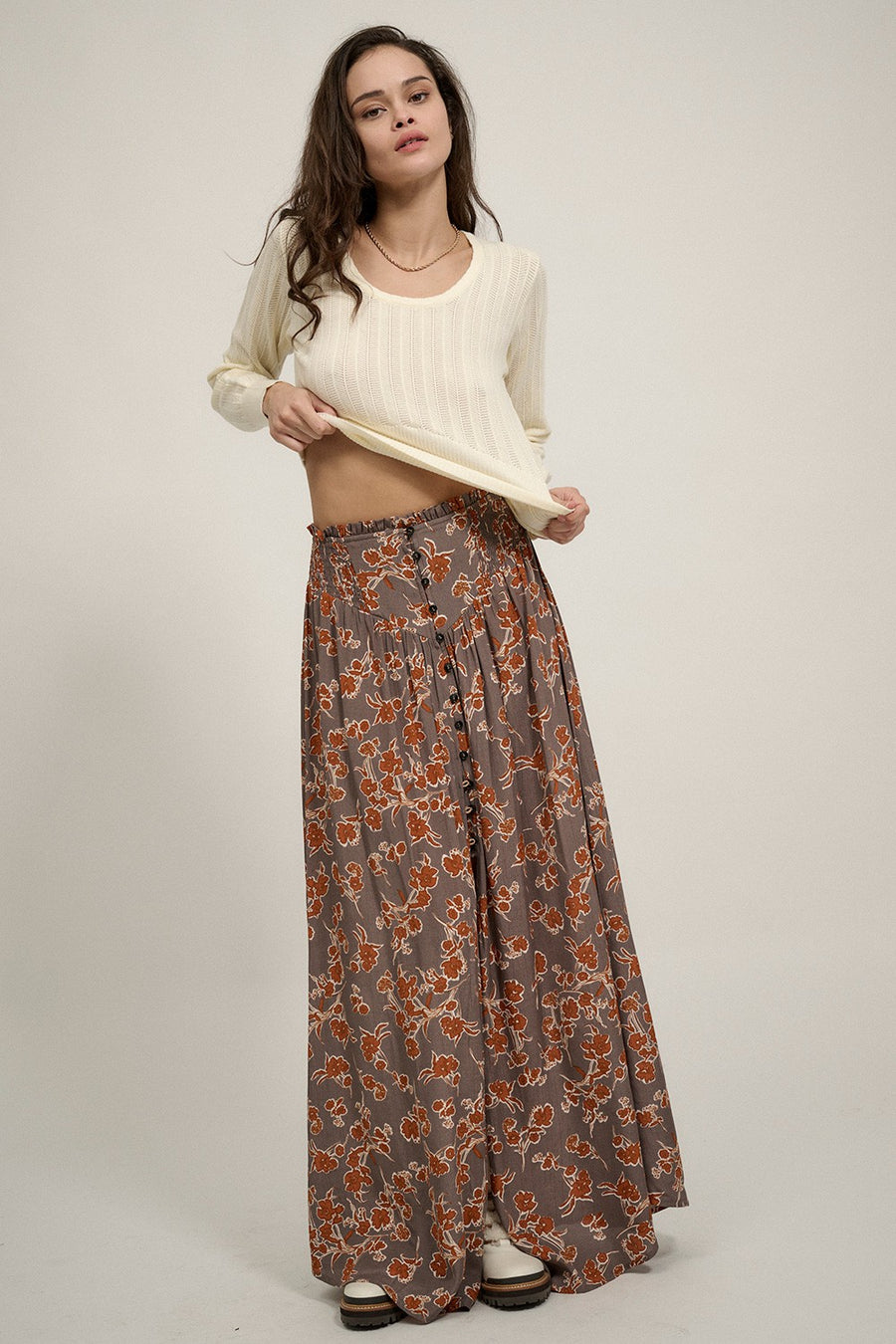The Freya Floral Button Front Maxi Skirt