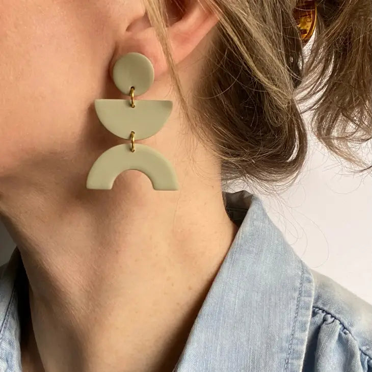 The Geometric Dangle Clay Earrings