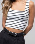 The Harlow White Striped Crop Top