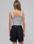 The Harlow White Striped Crop Top