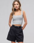 The Harlow White Striped Crop Top