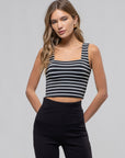 The Harlow Black Striped Crop Top