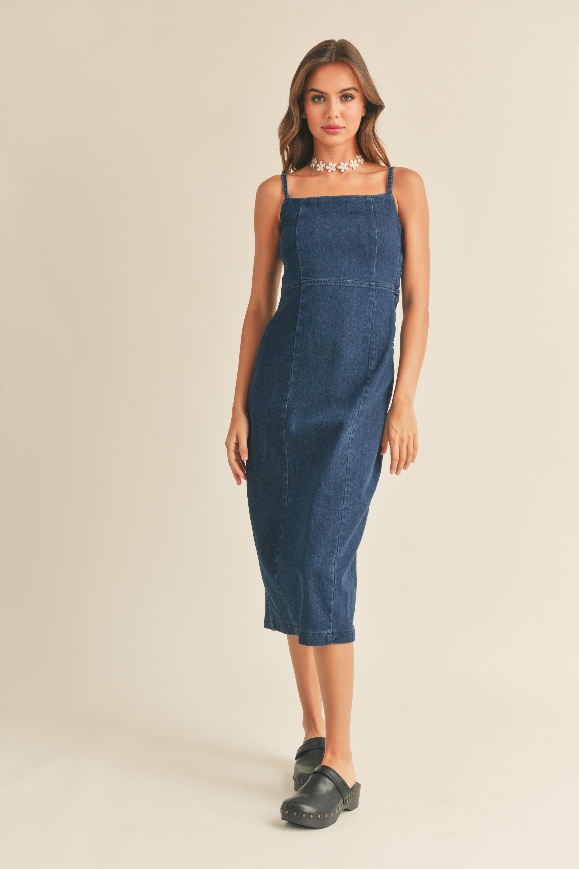 The Indy Denim Knee Length Dress – Thread + Seed