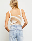 The Irena Striped Taupe Knit Tank