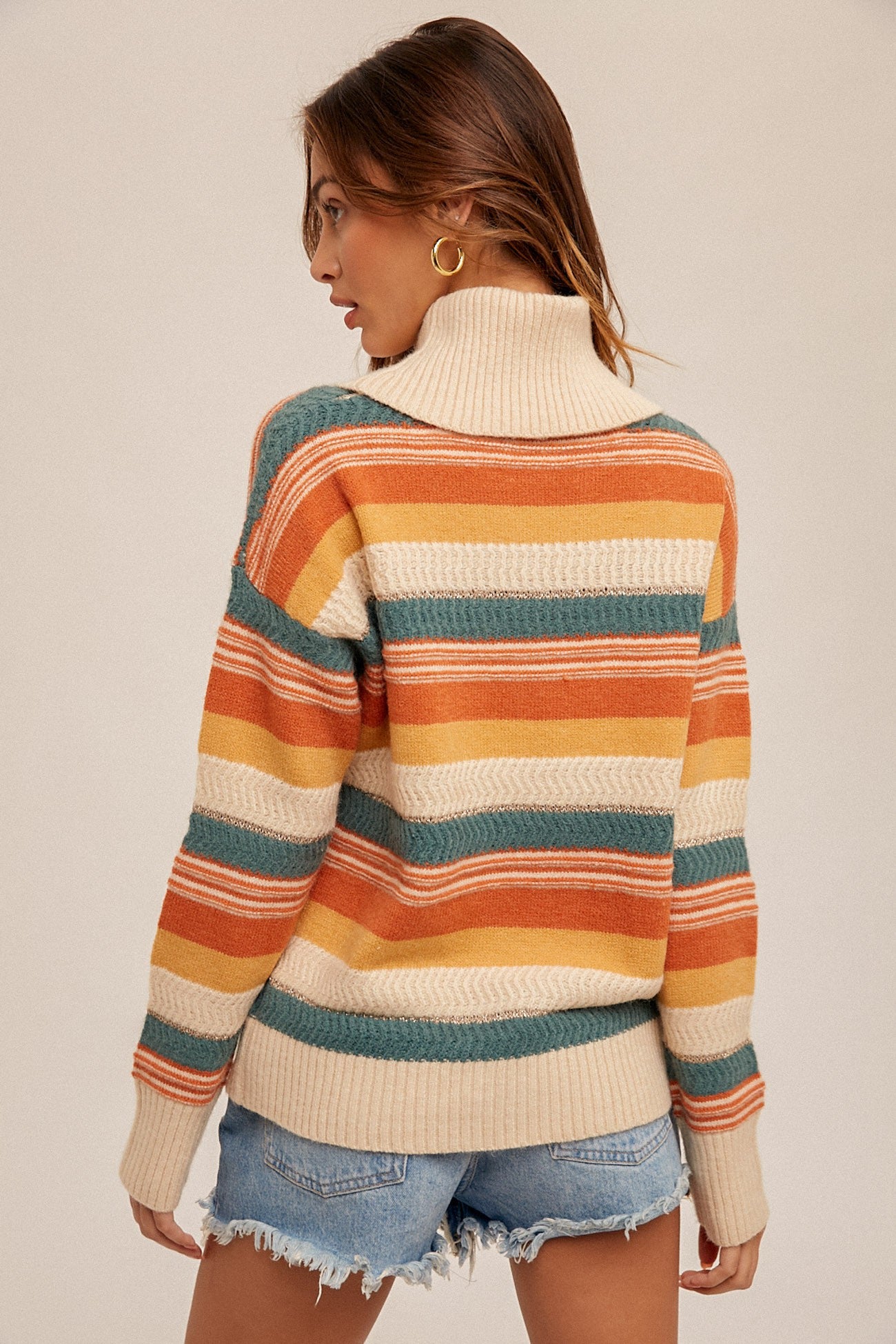 The Janelle Striped Turtle Neck Sweater