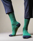 The Merino Wool Band Socks - Green + Black