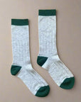 The Merino Wool Band Socks - Sand + Green