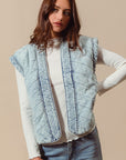 The Alma Quilted Denim Vest