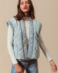 The Alma Quilted Denim Vest