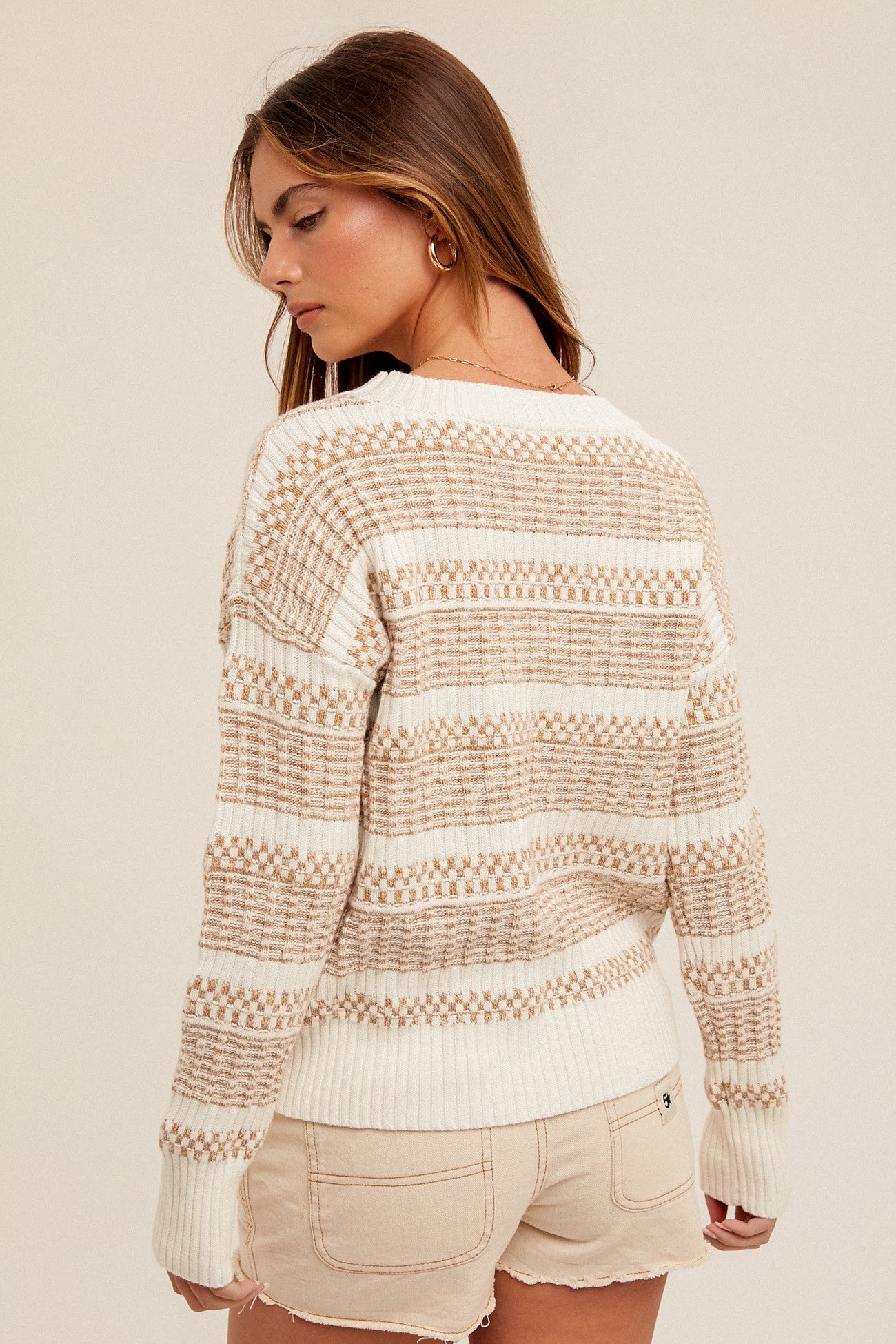 The Leah Round Neck Textured Sweater