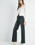 The Leana Black Denim Wide Leg Jeans