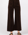 The Marlin Espresso Patch Pocket Culotte Corduroy Pants