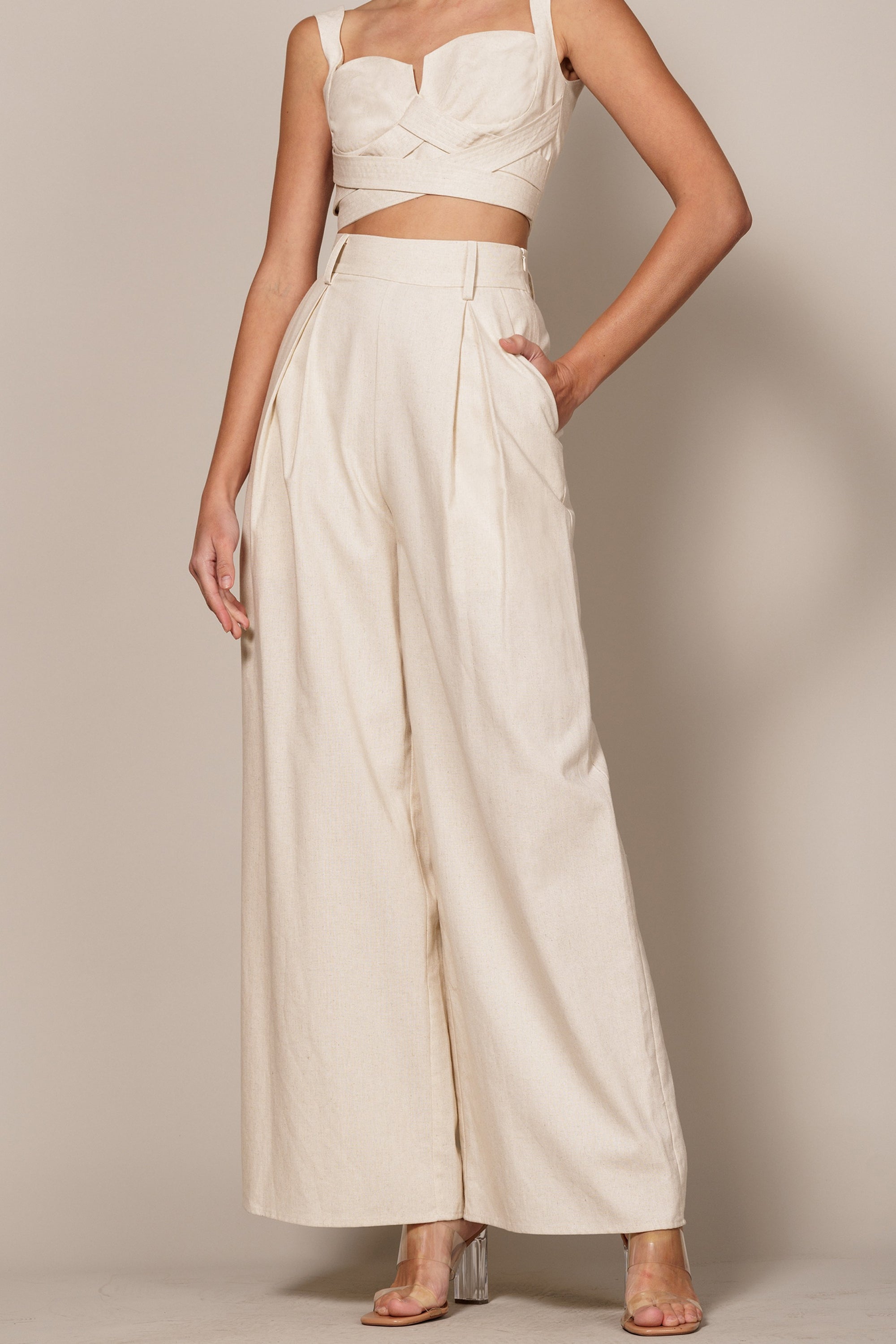 The Maude Linen Crop Top + Pant Set - Sold Separately