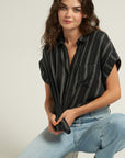The Meena Striped Button Down Top