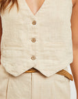 The Mila Natural Button Down Vest