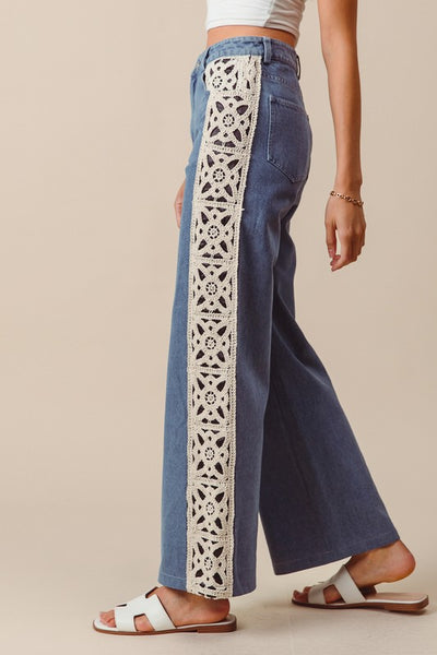 Desii Linen Blend Crochet Side Pant