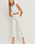 The Raley Off White Patch Pocket Jeans