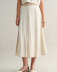 The Roma Ecru Crop Top + Midi Skirt Set - Sold Separately