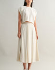 The Roma Ecru Crop Top + Midi Skirt Set - Sold Separately