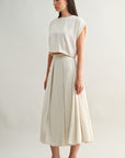 The Roma Ecru Crop Top + Midi Skirt Set - Sold Separately