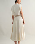 The Roma Ecru Crop Top + Midi Skirt Set - Sold Separately
