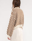 The Suki Brown Checkered Knit Cardigan