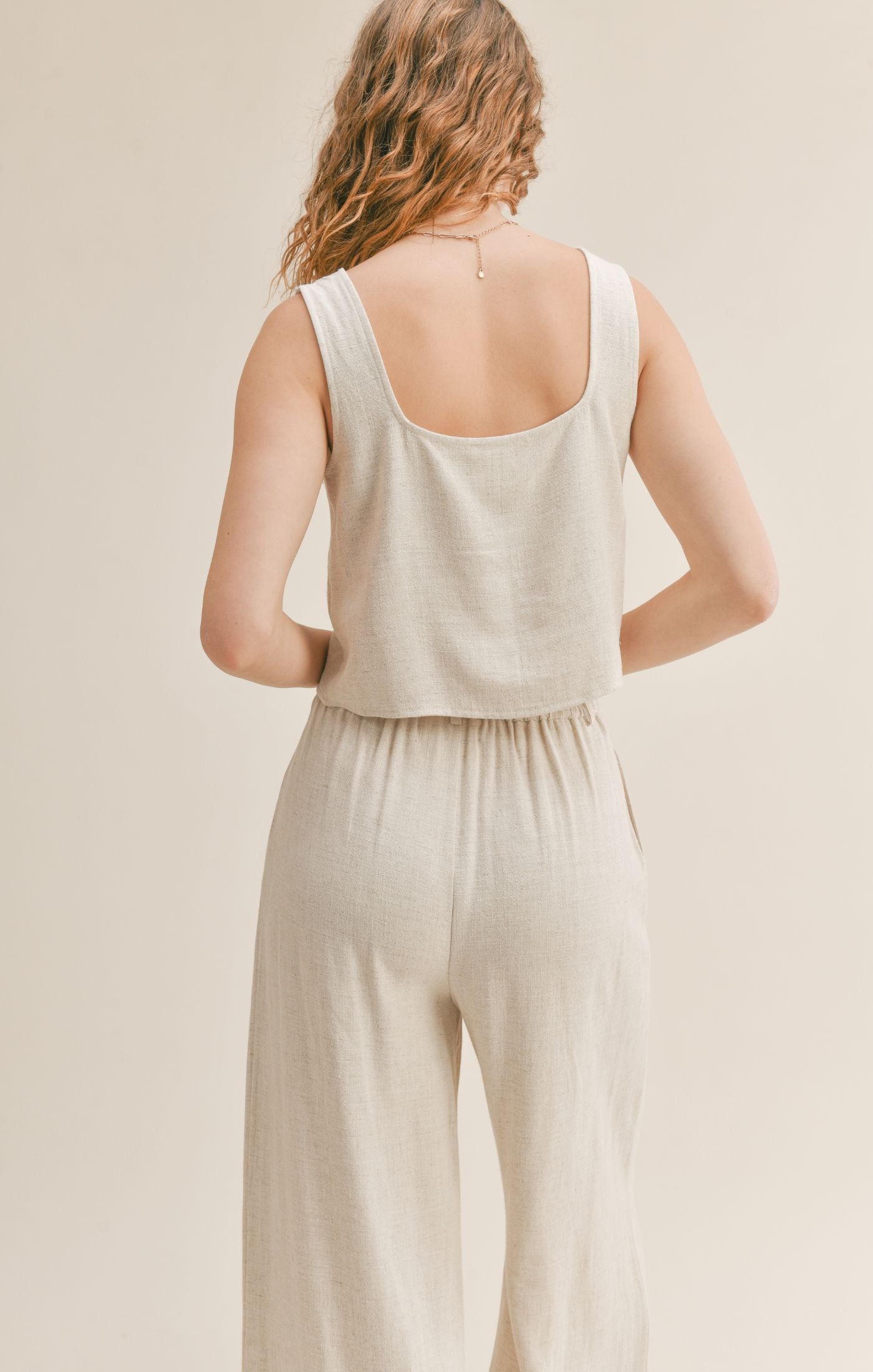 The Roadtrip Linen Tank + Pants Set - Sold Separately