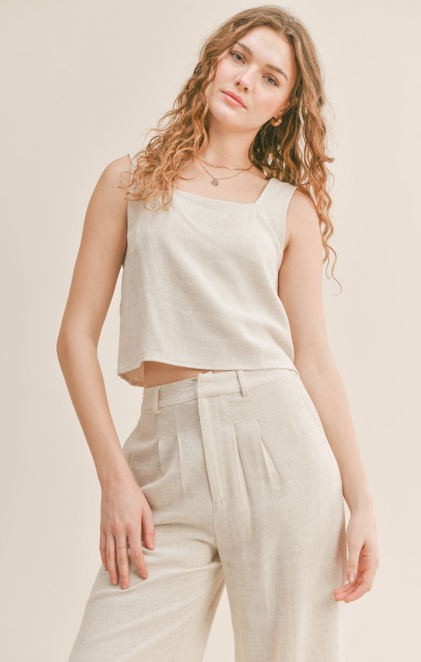 The Roadtrip Linen Tank + Pants Set - Sold Separately