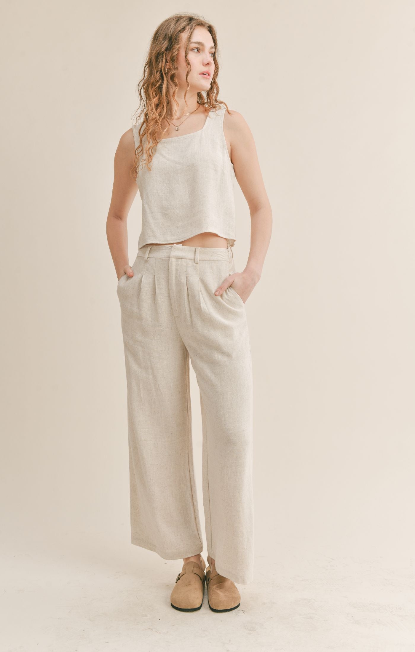 The Roadtrip Linen Tank + Pants Set - Sold Separately