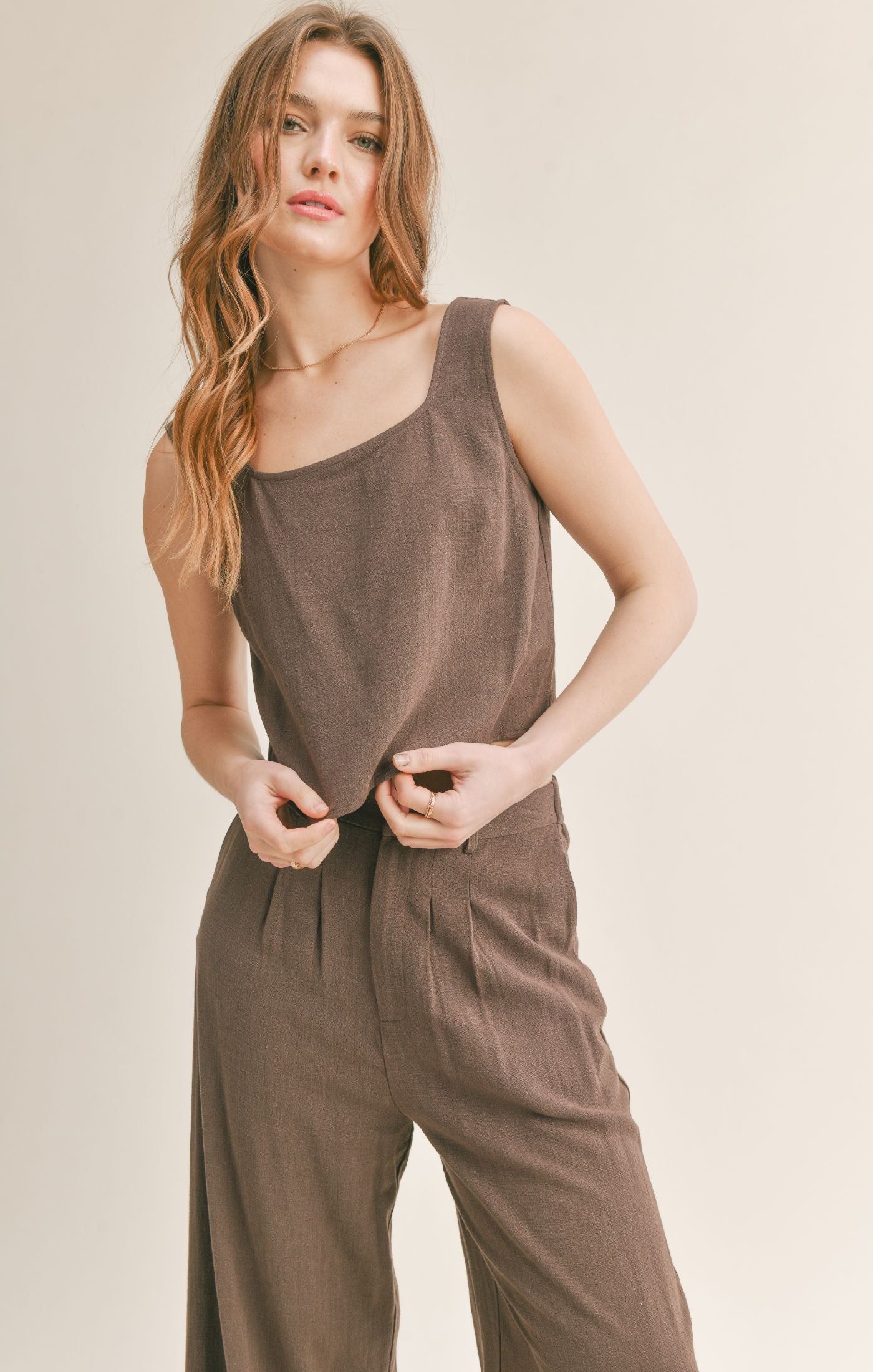 The Roadtrip Linen Tank + Pants Set - Sold Separately