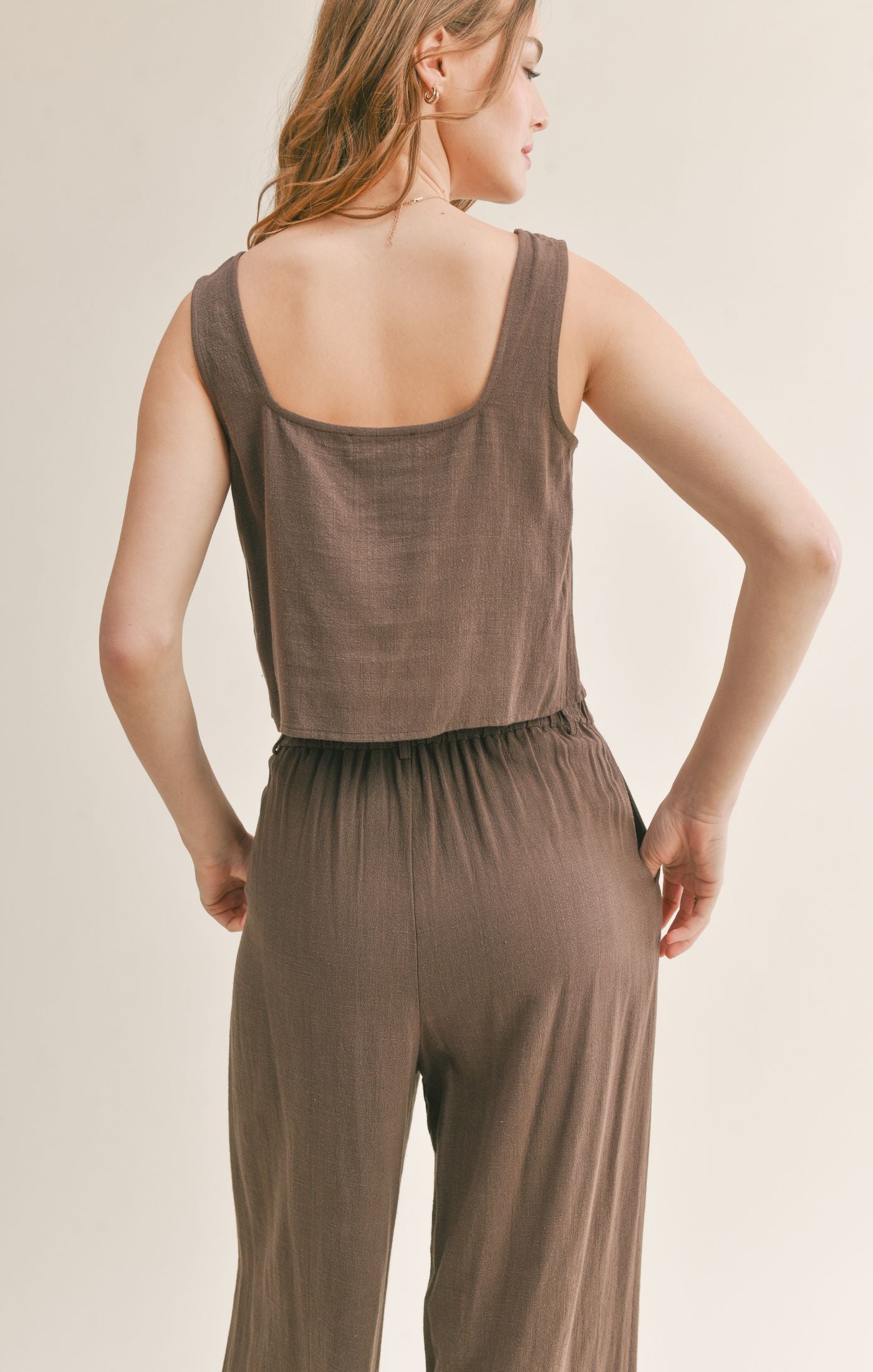The Roadtrip Linen Tank + Pants Set - Sold Separately