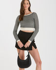 The Yara Black Striped Cropped Sweater