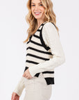 The Zaine Black Striped Sweater Vest