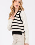 The Zaine Black Striped Sweater Vest