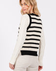 The Zaine Black Striped Sweater Vest