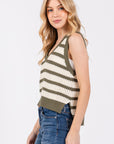 The Zaine Olive Striped Sweater Vest