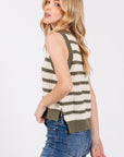 The Zaine Olive Striped Sweater Vest