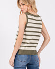 The Zaine Olive Striped Sweater Vest