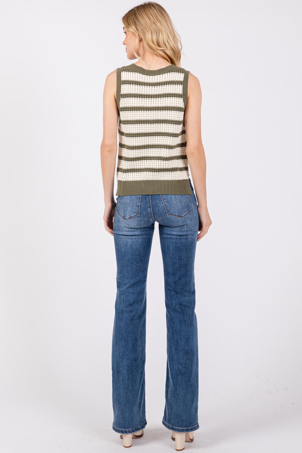 The Zaine Olive Striped Sweater Vest