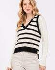 The Zaine Black Striped Sweater Vest