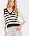 The Zaine Black Striped Sweater Vest